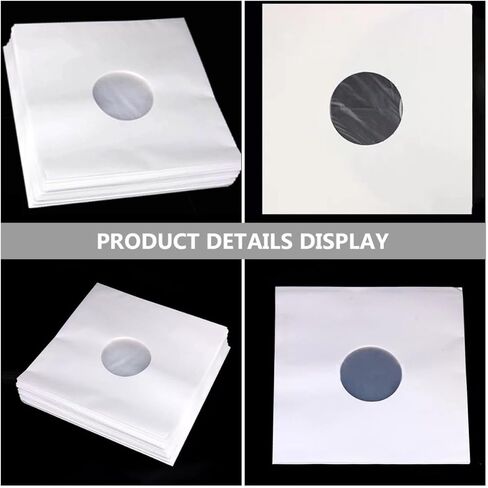 HEMOTON 6pcs White Po Material Vinyl Record Bags with Anti-Static Film Snug Fit Protective Sleeves for 12-inch Large Format Records to Prevent Data Damage in Kuwait