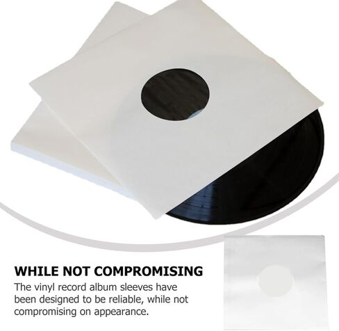 HEMOTON 6pcs White Po Material Vinyl Record Bags with Anti-Static Film Snug Fit Protective Sleeves for 12-inch Large Format Records to Prevent Data Damage in Kuwait