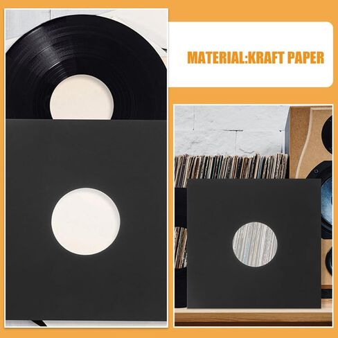 UPKOCH 12pcs Blank Kraft Paper Vinyl Record Covers Protective Sleeves for Album Storage Black Record Vinyl Sleeves Suitable for Bars and Cafes in Kuwait