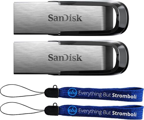SanDisk USB Type A Ultra Flair (2-Pack) 16GB Flash Drive Up to 150 MB/s Read Speed Compatible with Laptops and Personal Computers -SDCZ73-016G-G46- Bundle with (2) Everything But Stromboli Lanyards in Kuwait