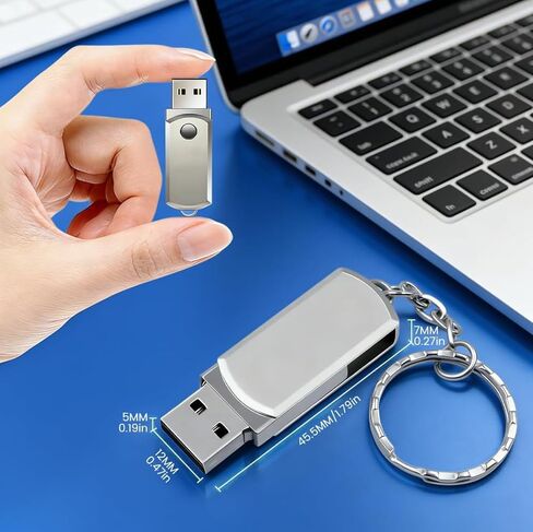 1Pc Silver Flip 8G USB Flash Drive with Keychain Portable Thumb Memory Stick in Kuwait