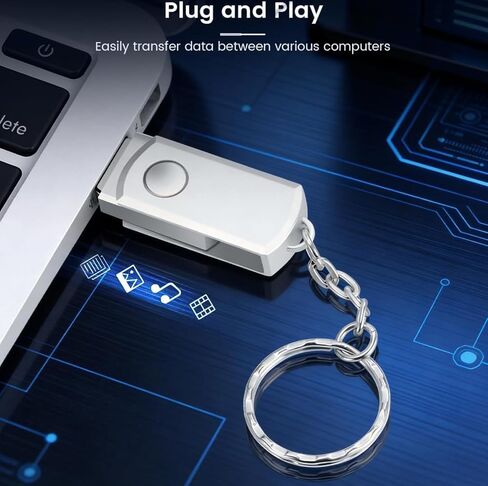 1Pc Silver Flip 8G USB Flash Drive with Keychain Portable Thumb Memory Stick in Kuwait