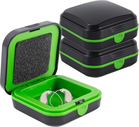2PCS Waterproof Hearing Aid Cases for Travel for 2 Hearing Aids(Green) in Kuwait