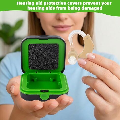 2PCS Waterproof Hearing Aid Cases for Travel for 2 Hearing Aids(Green) in Kuwait