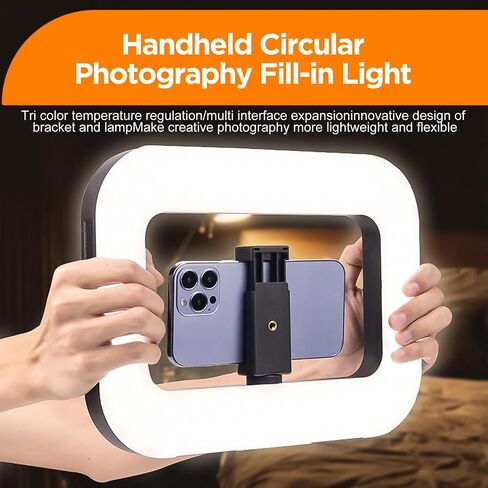 20W 360° Ring Video Light with Built‑in Battery, 3H Continuous Lighting Portable Handheld Fill Light, Extendable for Mic & Camera Accessories, Easy One‑Click Shooting for Vlogging Selfie Live Stream in Kuwait