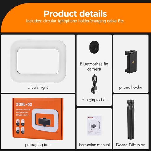 20W 360° Ring Video Light with Built‑in Battery, 3H Continuous Lighting Portable Handheld Fill Light, Extendable for Mic & Camera Accessories, Easy One‑Click Shooting for Vlogging Selfie Live Stream in Kuwait