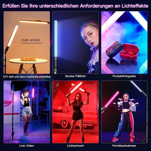 Soonpho P20 RGB Handheld LED Video Light Wand Photography Stick Light CRI≥97, RGB 360° Full Color Dimming 2500K-8500K, Built-in 4000mAh Rechargeable Battery, 40 Lighting Mode (Grey) in Kuwait