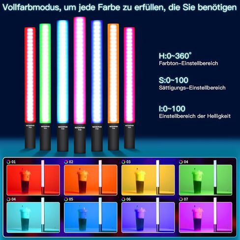 Soonpho P20 RGB Handheld LED Video Light Wand Photography Stick Light CRI≥97, RGB 360° Full Color Dimming 2500K-8500K, Built-in 4000mAh Rechargeable Battery, 40 Lighting Mode (Grey) in Kuwait