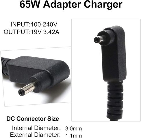 65W Charger Compatible with Acer Aspire 5 3 1 A515-54 A515-44 A515-55 A115-31 A13-045N2A C740 R5-571T C738T R7-371T SF314-52 SP513-52N SP111-33 SF314-51 PA-1650-80 Laptop Power Cord in Kuwait