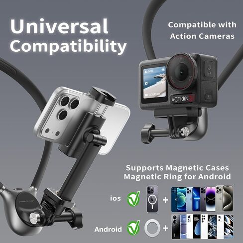 Magnetic Neck Phone Holder for Video Recording POV Phone Camera POV Chest Mount for Gopro DJI Osmo, Pocket 3 Neck Mount,Ideal for Vlogging, Live Streaming, Cooking, Sports in Saudi Arabia