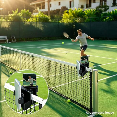 Tennis Net Phone Holder, 3D Printed Dual-View Camera Mount in Kuwait