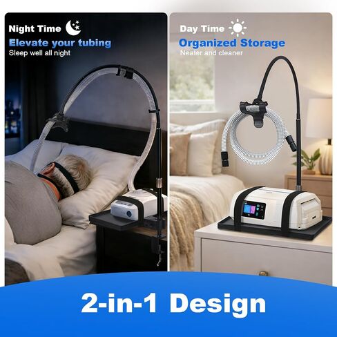 Bedside Hose Holder with Adjustable Lift Pole, 360° Rotating Hook and Organizer Tray, Keeps Bedside Neat and Organized in Kuwait