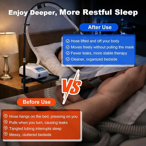 Bedside Hose Holder with Adjustable Lift Pole, 360° Rotating Hook and Organizer Tray, Keeps Bedside Neat and Organized in Kuwait
