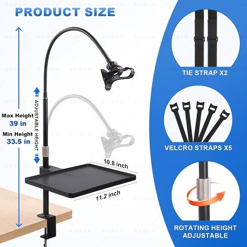 Bedside Hose Holder with Adjustable Lift Pole, 360° Rotating Hook and Organizer Tray, Keeps Bedside Neat and Organized in Kuwait