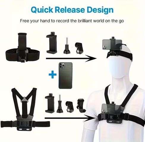 6-Piece Sports Camera Kit: Suitable for GoPro/Phone/Osmo and Other Action Cameras Phone Holder Accessories in Kuwait
