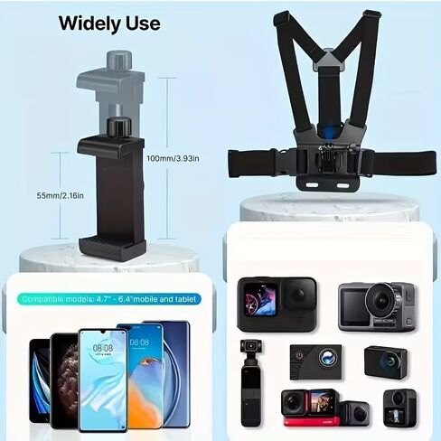 6-Piece Sports Camera Kit: Suitable for GoPro/Phone/Osmo and Other Action Cameras Phone Holder Accessories in Kuwait