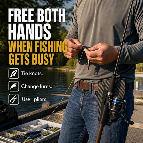 Fishing Rod Holster for Belt, Hands-Free Slide-in Rod Holder, Black in Kuwait