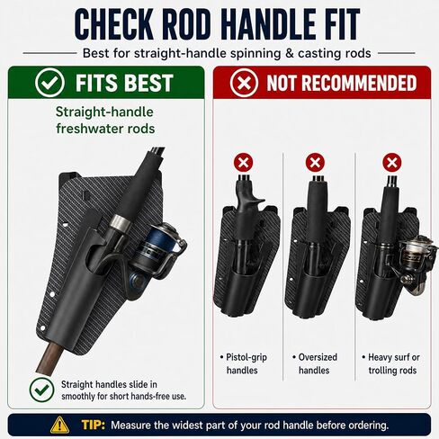 Fishing Rod Holster for Belt, Hands-Free Slide-in Rod Holder, Black in Kuwait