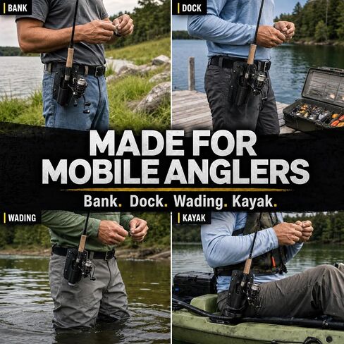 Fishing Rod Holster for Belt, Hands-Free Slide-in Rod Holder, Black in Kuwait