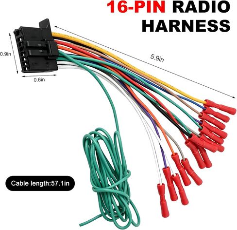 16 Pin Radio Wiring Harness, Car Stereo Wiring Harness Plug Compatible with DEH AVH AVIC MVH FH SPH, Auto Radio Stereo Connector for Aftermarket Power Speaker Wire Replacement in Kuwait