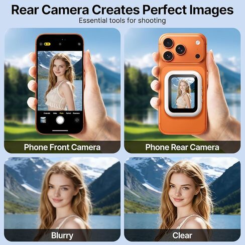 yAyusi Mini Wireless Magnetic Vlog Selfie Monitor Screen iPhone, Compact Portable Back Camera Monitor iPhone, Cell Phone Monitor Screen, Phone Mirror for Back Camera Recording/Streaming/TikTok/YouTube in Kuwait