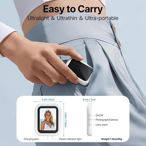 yAyusi Mini Wireless Magnetic Vlog Selfie Monitor Screen iPhone, Compact Portable Back Camera Monitor iPhone, Cell Phone Monitor Screen, Phone Mirror for Back Camera Recording/Streaming/TikTok/YouTube in Kuwait