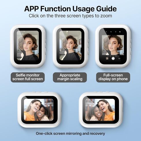 yAyusi Mini Wireless Magnetic Vlog Selfie Monitor Screen iPhone, Compact Portable Back Camera Monitor iPhone, Cell Phone Monitor Screen, Phone Mirror for Back Camera Recording/Streaming/TikTok/YouTube in Kuwait