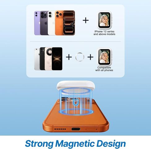 yAyusi Mini Wireless Magnetic Vlog Selfie Monitor Screen iPhone, Compact Portable Back Camera Monitor iPhone, Cell Phone Monitor Screen, Phone Mirror for Back Camera Recording/Streaming/TikTok/YouTube in Kuwait