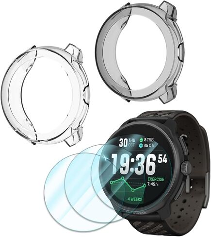 Smartwatch Screen Protector Compatible for Suunto Race 2 Case TPU Soft Frame Cover and Tempered Glass Protective Film (Pack of 3+2) in Kuwait