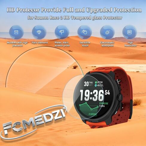 Smartwatch Screen Protector Compatible for Suunto Race 2 Case TPU Soft Frame Cover and Tempered Glass Protective Film (Pack of 3+2) in Kuwait