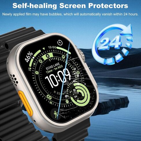 2 Pack Screen Protector Compatible with Apple Watch Ultra1 / Ultra2 / Ultra3 49mm HD Tempered Glass Film, Auto Dust-Elimination, Easy Installation, Bubble Free, Shatterproof in Kuwait