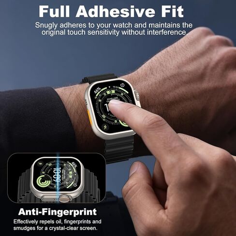2 Pack Screen Protector Compatible with Apple Watch Ultra1 / Ultra2 / Ultra3 49mm HD Tempered Glass Film, Auto Dust-Elimination, Easy Installation, Bubble Free, Shatterproof in Kuwait