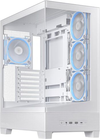 ASUS A31 Black ATX Mid-Tower Gaming Case, Dual Tempered Glass, Frameless, BTF Hidden Connectors, 360 AIO Support, Angled Base, ARGB, Optimized Airflow, Seamless Cable Management, 2 Year Warranty in Kuwait