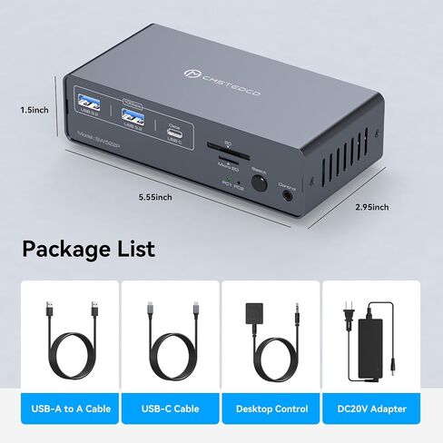 KVM Switch 2 Monitors 2 Computers Docking Station USB C + HDMI/DP Input with 100W PD, 4K60Hz/4K120Hz Displayport HDMI Dual Monitor for Laptop and Desktop Share 13-in-1 Dock Aluminum Case Plug and Play in Kuwait