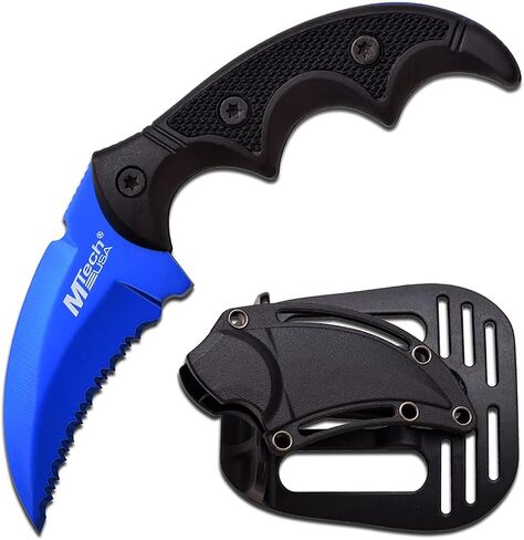 MTech USA – Fixed Blade Knife – Serrated Hawkbill Blade w/Multi-Color Weed Pattern, Black Injection Molded Handle, Full Tang, Nylon Fiber Sheath - Hunting, Camping, Survival, EDC – MT-20-63WD in Kuwait