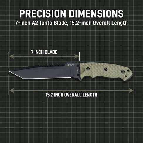Hogue EX-F01 7.0" A2 Tanto Blade w/Broad Rear Saw Teeth Fixed Knife in Kuwait