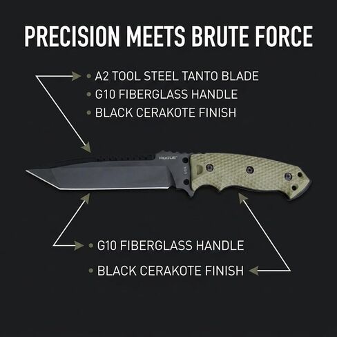 Hogue EX-F01 7.0" A2 Tanto Blade w/Broad Rear Saw Teeth Fixed Knife in Kuwait