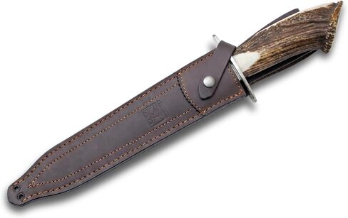 Joker "Guepardo CN29 Hunting Knife with Deer Antler Handle and 11,8 inches Blade, Leather Sheath Included, Fishing Tool, Hunting, Camping and Hiking in Kuwait