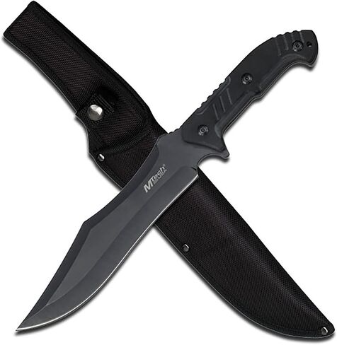 MTech USA – Fixed Blade Knife – Black Stainless Steel Blade with Black Carved G10 Handle, Full Tang, Includes 1680D Nylon Sheath - Hunting, Camping, Survival, Tactical, EDC – MT-20-39 in Kuwait