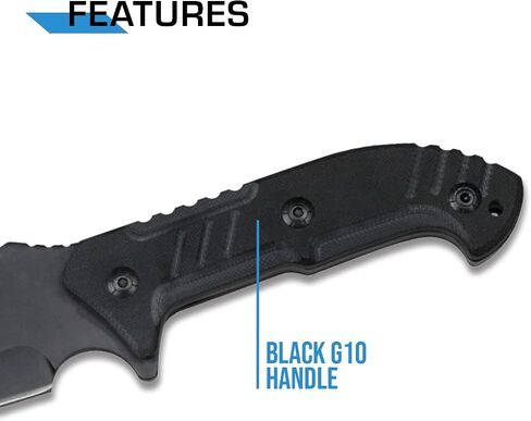 MTech USA – Fixed Blade Knife – Black Stainless Steel Blade with Black Carved G10 Handle, Full Tang, Includes 1680D Nylon Sheath - Hunting, Camping, Survival, Tactical, EDC – MT-20-39 in Kuwait
