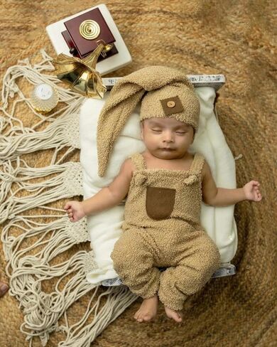 Newborn Photography Props Wooden Table Brown Mini Bedside Table Rustic Square End Table Baby Photoshoot Props Display Risers for Any Newborn Bed and Birthday Cake Smash Photoshoots in Saudi Arabia