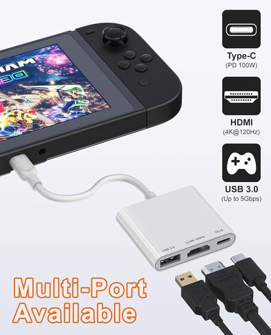 Switch 2 Dock, 4K 120Hz USB C to HDMI Adapter - TV Docking Station with 4K Display/PD 100W Charging/USB 3.0 Port, Travel Dock for Nintendo Switch 2/Switch/OLED/Steam Deck/ROG Xbox Ally X/Legion Go in Saudi Arabia