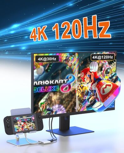 Switch 2 Dock, 4K 120Hz USB C to HDMI Adapter - TV Docking Station with 4K Display/PD 100W Charging/USB 3.0 Port, Travel Dock for Nintendo Switch 2/Switch/OLED/Steam Deck/ROG Xbox Ally X/Legion Go in Saudi Arabia