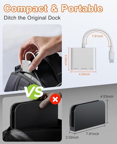 Switch 2 Dock, 4K 120Hz USB C to HDMI Adapter - TV Docking Station with 4K Display/PD 100W Charging/USB 3.0 Port, Travel Dock for Nintendo Switch 2/Switch/OLED/Steam Deck/ROG Xbox Ally X/Legion Go in Saudi Arabia