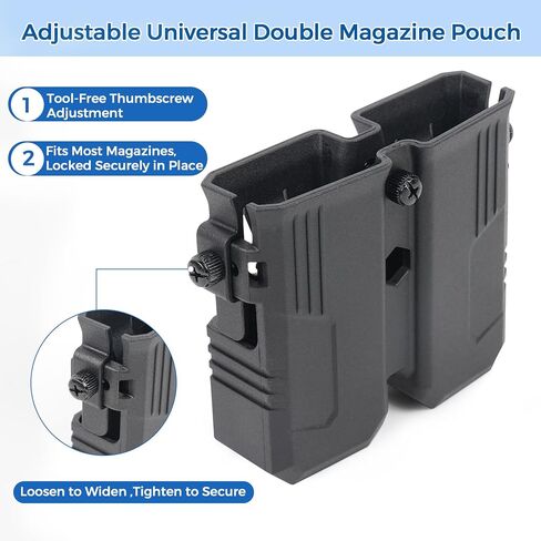 Universal OWB Double Mag Pouch, Adjustable Retention Belt Clip for 9mm .40 Double Stack Magazines in Saudi Arabia