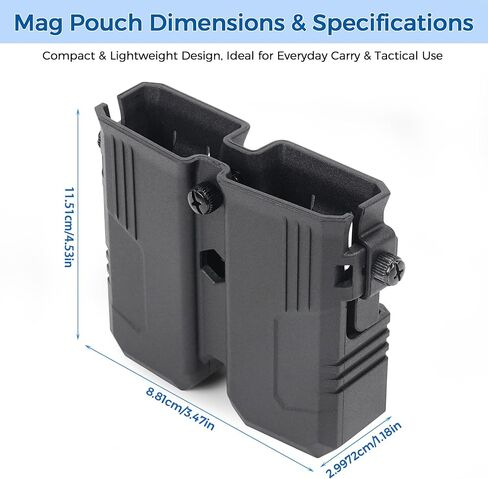 Universal OWB Double Mag Pouch, Adjustable Retention Belt Clip for 9mm .40 Double Stack Magazines in Saudi Arabia