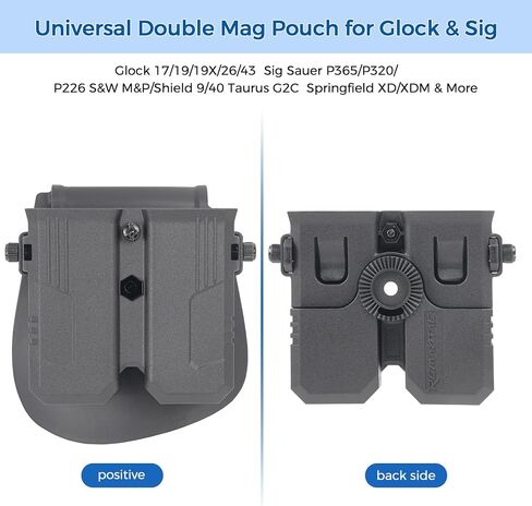 Universal OWB Double Mag Pouch, Adjustable Retention Belt Clip for 9mm .40 Double Stack Magazines in Saudi Arabia