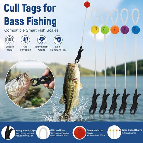 Cull Tags for Bass Fishing, Fish Culling System, Boat Livewell Float Clips in Kuwait