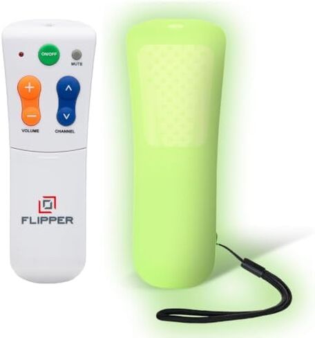 Flipper Big Button TV Remote for Seniors & Green Glow Silicone Cover in Kuwait