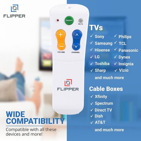 Flipper Big Button TV Remote for Seniors & Green Glow Silicone Cover in Kuwait